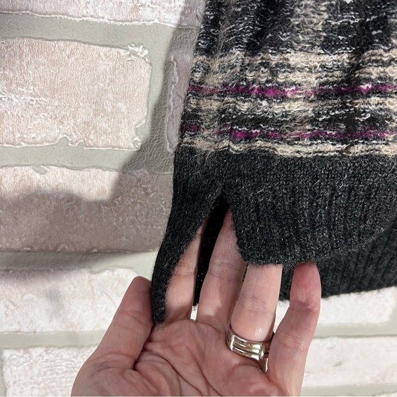 St John Plaid Mohair Wool Blend Leather Trim Short Sleeve Sweater Size L - Picture 5 of 11